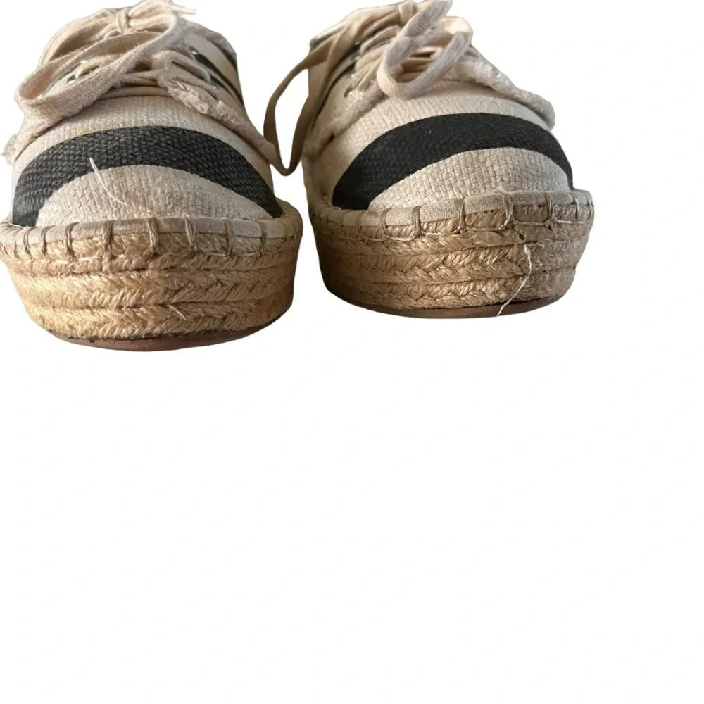 Dolce Vita DV Black Cream Stripe Espadrille Sneakers Shoes 7.5